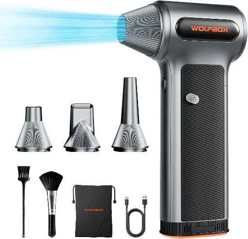 WOLFBOX MF200 Compressed Air Duster with Removable Battery & 4 Nozzles
