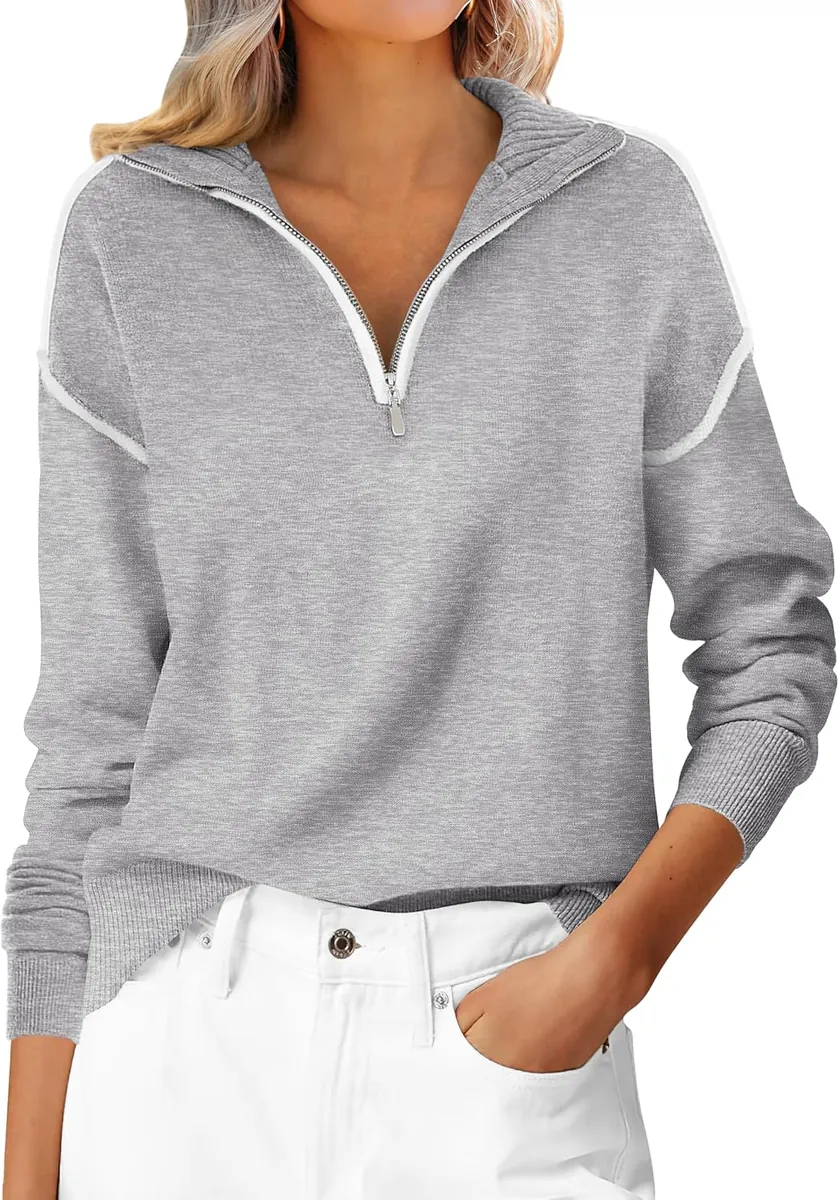 ANRABESS Quarter Zip Pullover Sweater