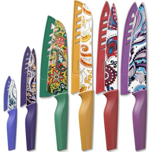 Astercook Paisley Pattern Knife Set with Cover