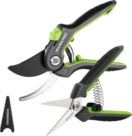 2-Pack WORKPRO 8" Pruning Shears & 6.25" Straight Shears