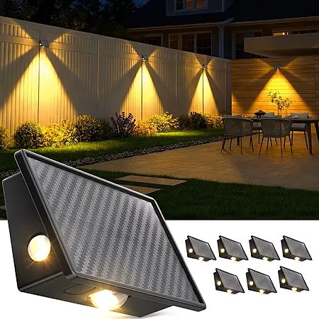 8-Pack JSOT 3-Large LEDs Solar Fence Lights w/ 5-Modes