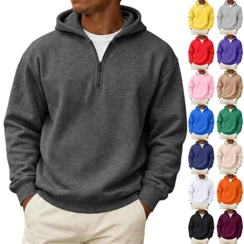 Fleece Big and Tall Hoodies for Men 1/4 Zip Sweatshirt