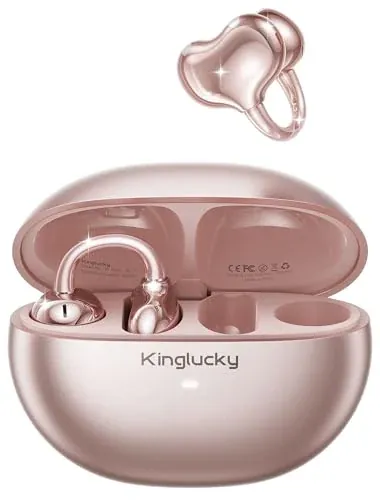 Kinglucky A8 Clip-On Open Ear Wireless Earbuds w/ Bluetooth 6.0, 40H Playtime & IP56
