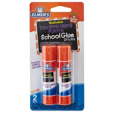 Elmer's 2-Pack Washable School Glue Sticks Disappearing Purple