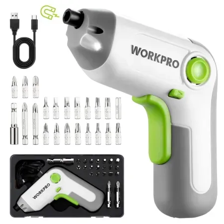 25-Piece 3.6V Workpro Cordless Rechargeable Screwdriver