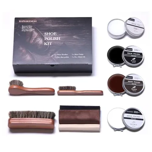 RAPSAKEMOH Horsehair Brush Shoe Shine Kit
