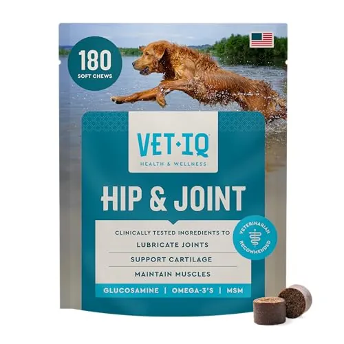 VetIQ Glucosamine Hip & Joint Chews for Dogs, MSM & Krill, 180 Count