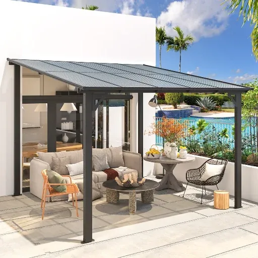 AECOJOY Aluminum Pergola with Canopy