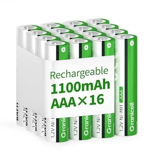 Granicell NiMH 1100mAh Rechargeable AAA Batteries 16-Pack