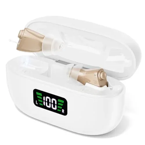 CIC Invisible Hearing Aid for Seniors with Rechargeable UV Cleaning Case
