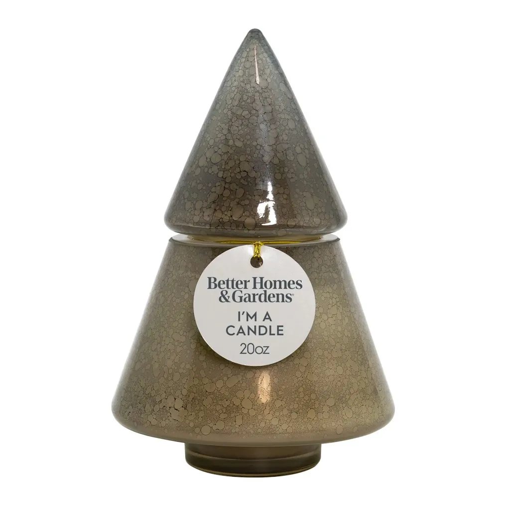 Better Homes & Gardens 2-Wick Artisanal Style Glass Christmas Tree Candle