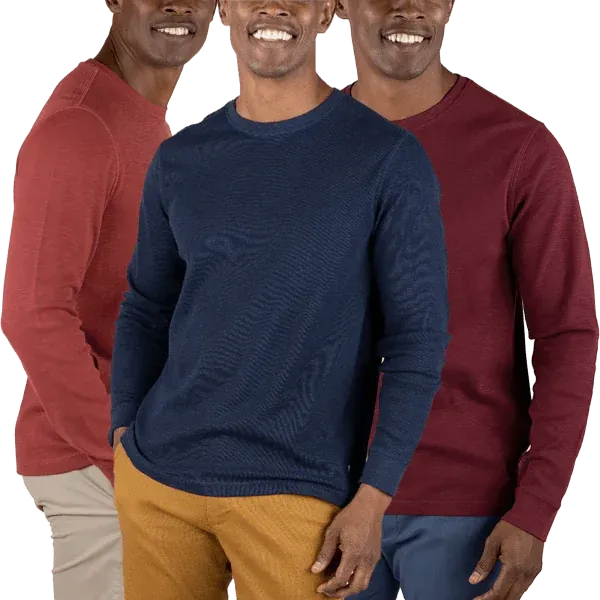 3pk Tailor Vintage Airotec Performance Stretch Waffle Crew Neck Shirts