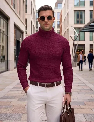 COOFANDY Mens Turtleneck Sweaters Slim Fit