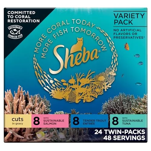 Sheba Perfect Portions Cuts Wet Cat Food, Seafood Pack, 2.6 oz, 24 ct