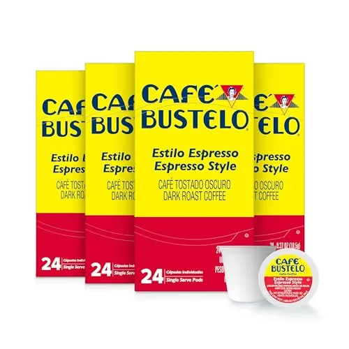 Café Bustelo Espresso Style Dark Roast Single Serve Coffee Pods, 96 Count 4 boxes