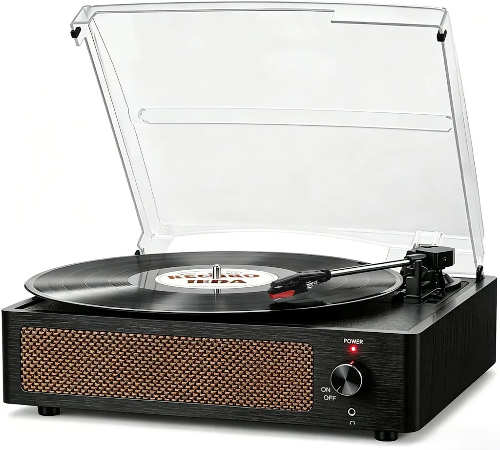 Vintage Belt-Driven 3-Speed Turntable w/ Speakers