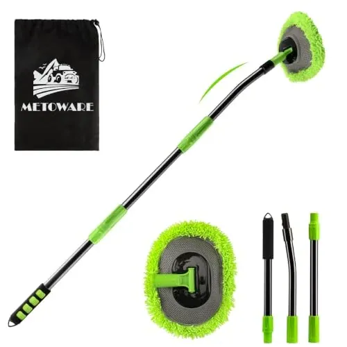METOWARE 15° Curved Car Wash Brush Mop 47″ Long Handle