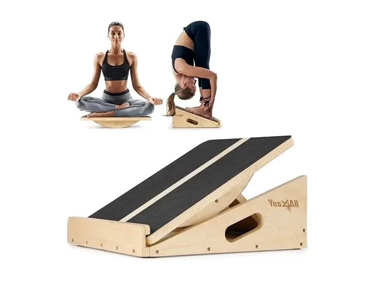 Yes4All 2-in-1 Wooden Balance & Slant Board 400 lb