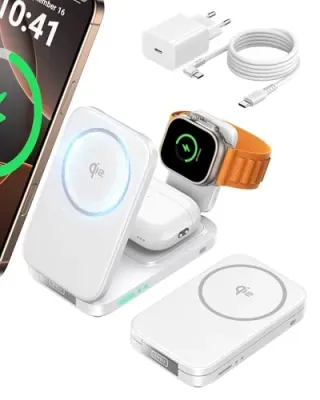INIU 3-in-1 Qi2 MagSafe Foldable Wireless Charging Station
