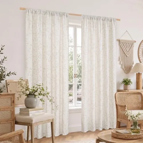 BGment 84" Chenille Floral Curtains, 2 Panels