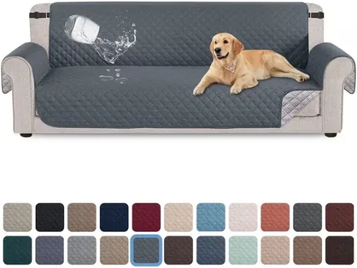 Sanmadrola 100% Waterproof Sofa Cover Non Slip Couch Cover Machine Washable Slipcover Leakproof Furniture Protector for Dogs Kids Pets, Dark Gray, Sofa