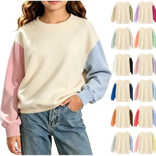 Kids Crewneck Colorblock Long Sleeve Sweatshirts