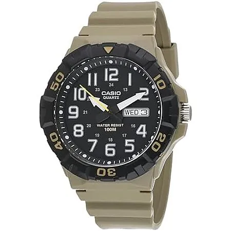 44mm Casio MRW200H Men's Analog Watch (Beige/Black)