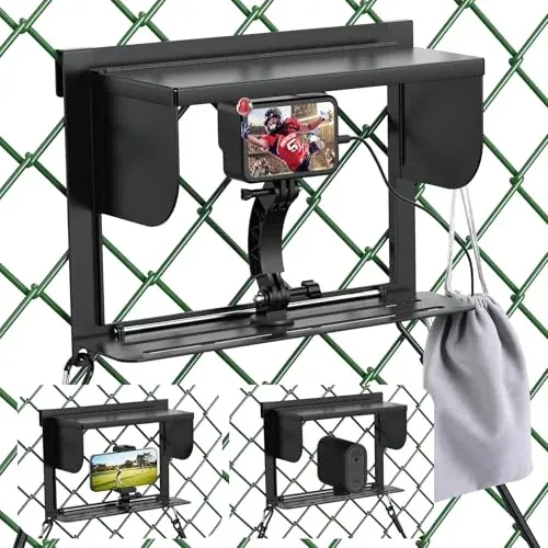 LC-dolida Foldable Phone Fence Mount w/ Sunshade for iPhone, GoPro, Mevo & Action Cameras