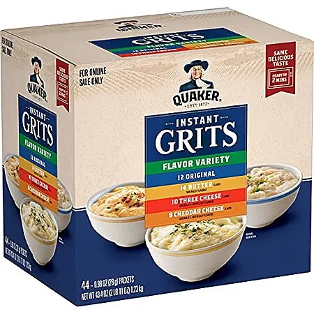 44-Ct Quaker Instant Grits (4 Flavor Variety Pack)
