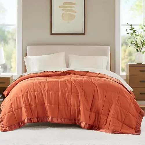 Madison Park Windom Twin Down Alternative Blanket w/ Satin Trim (Orange)