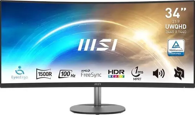 MSI Pro MP341CQ 34" Ultrawide QHD Curved LCD Monitor