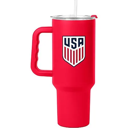 40oz Logo Brands Soccer Stainless Steel Tumbler w/ Handle & Straw Lid (USA)