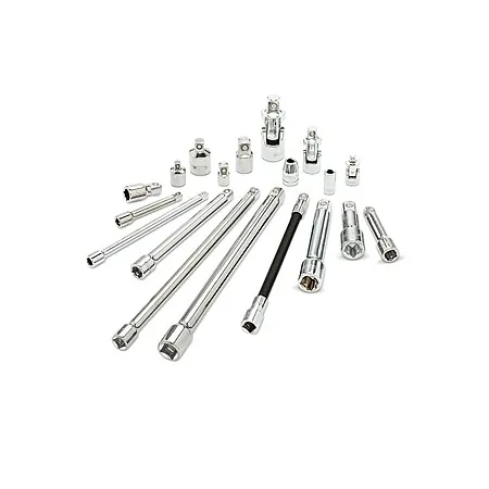 19-Pc Husky 1/4", 3/8" & 1/2" Drive Socket Extension, Adapter & Universal Joint Set