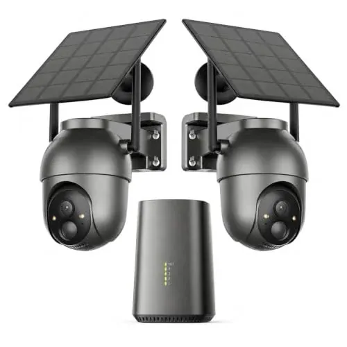 SEHMUA Home Security Cameras Wireless Outdoor Solar Powered 2-Cam System