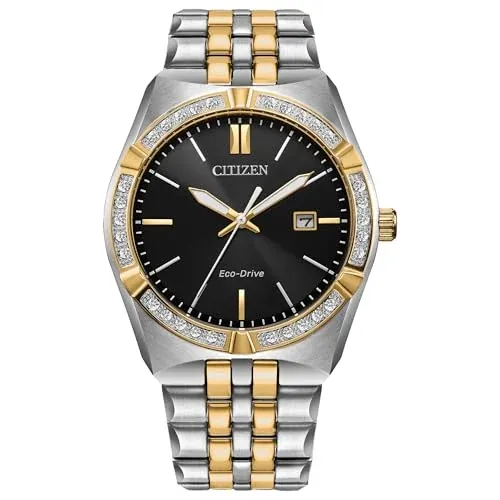 Citizen Men's Eco-Drive Corso Diamond Bezel Two-Tone Stainless Steel Bracelet Watch