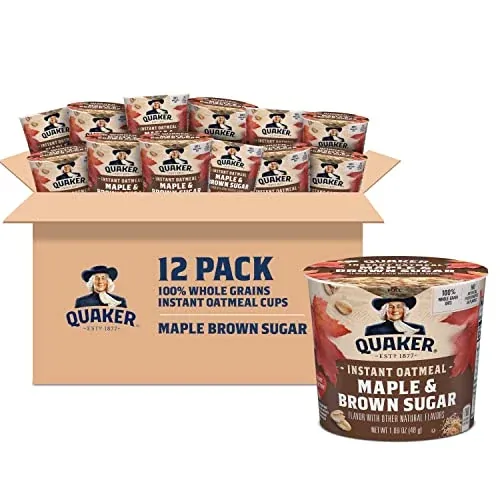 Quaker Instant Oatmeal Express Cups Maple & Brown Sugar 1.69 Ounce (Pack of 12)