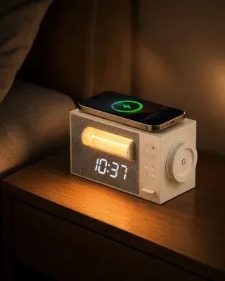Bokefo Sunrise Alarm Clock w/ Sound Machine, Wake Up Light & Wireless Charger