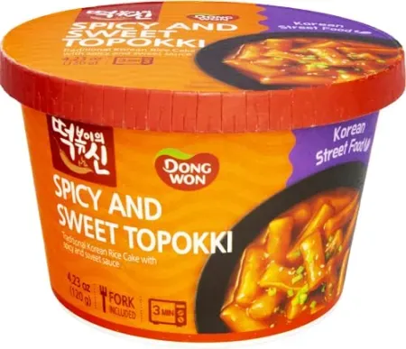 8-Pack DONG WON Sweet & Spicy Sauce Topokki (4.23oz Cups)