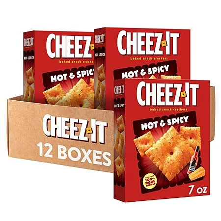 12-Pk 7-Oz Cheez-It Baked Snack Cheese Crackers (Hot & Spicy)