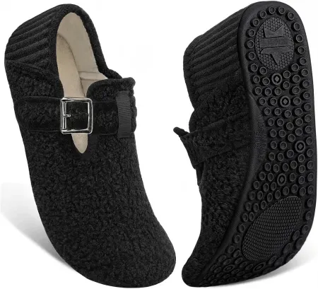 ATHMILE Unisex Adjustable Wide Diabetic Fuzzy Fleece Slippers