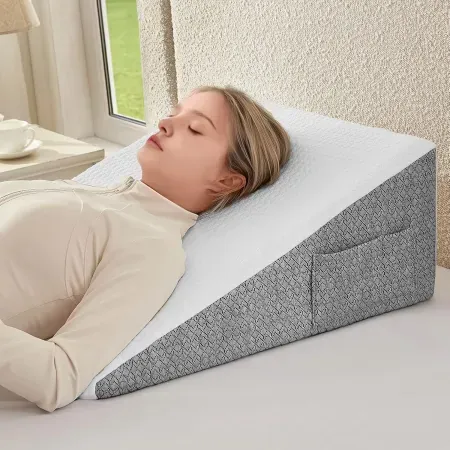 Nordjager Anti-Slip Memory Foam Bed Wedge Pillow w/ Side Pockets