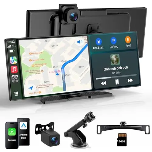 11.5" Wireless Carplay Screen with 4K Dash Cam + 1080P Backup Cam