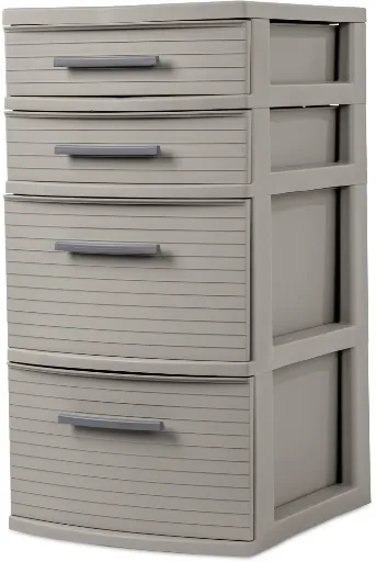 4 Drawer Weave Tower Dark Gray