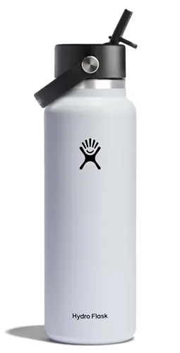 Hydro Flask 40oz Wide Mouth Flex Straw Water Bottle – White