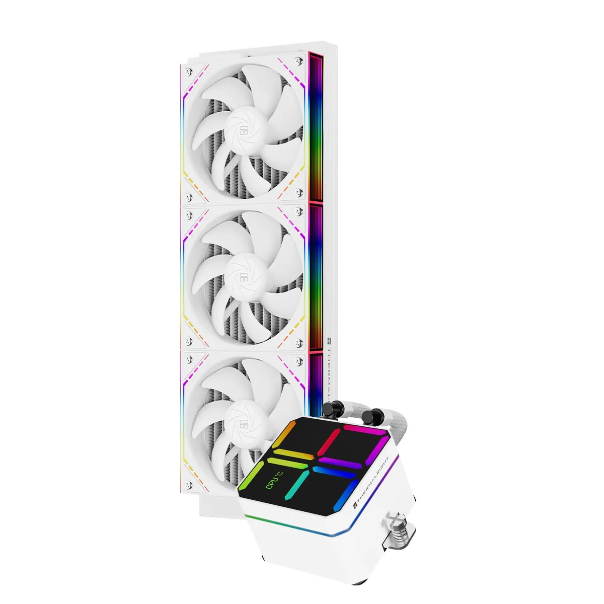 Thermalright Magic Qube 360 ARGB Black Liquid CPU Cooler,Building Block Fan with Temperature Controlled Color Changing Digital Screen