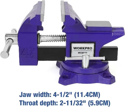 WORKPRO 4-1/2" Bench Vise for Workbench with Swivel Base