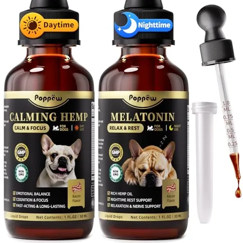 POPPAW Dog Calming & Melatonin Drops Set