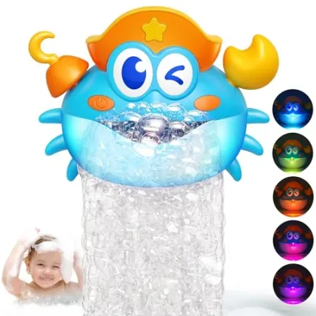 Puidapo Light Up Baby Bath Toys Bath Bubble Machine with Colourful RGB Light