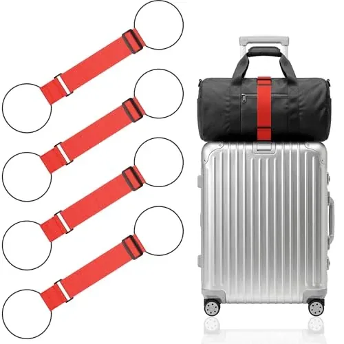 4-Pack Adjustable Elastic Luggage Connector Straps