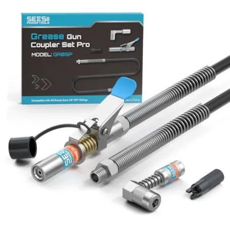 Seesii Grease Gun Accessory Kit Pro w/ 12000 PSI Quick-Release Coupler